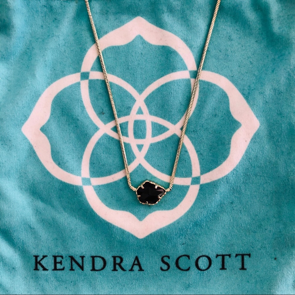 Kendra Scott Gold Pendant Necklace in Black Stone